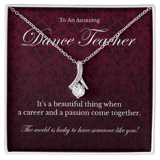 Dance Teacher appreciation Alluring Beauty pendant necklace gift-14K White Gold Finish-Family-Gift-Planet