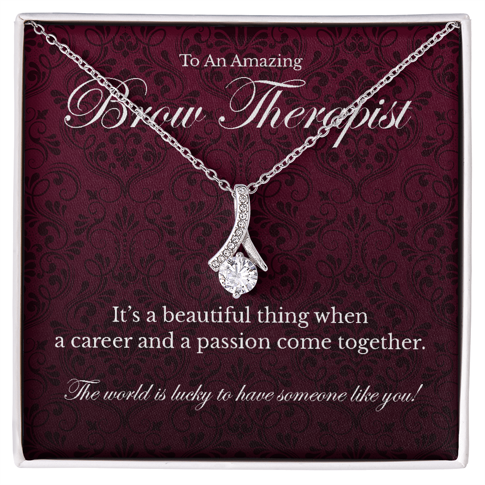Brow Therapist appreciation Alluring Beauty pendant necklace gift-14K White Gold Finish-Family-Gift-Planet