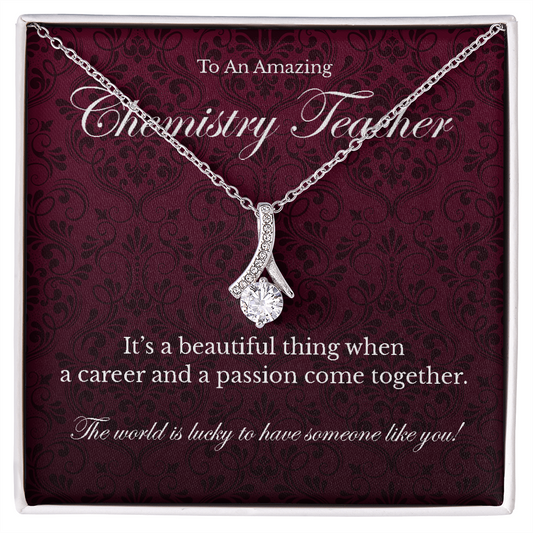 Chemistry Teacher appreciation Alluring Beauty pendant necklace gift-14K White Gold Finish-Family-Gift-Planet