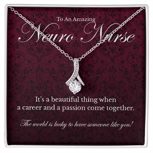 Neuro Nurse appreciation Alluring Beauty pendant necklace gift-14K White Gold Finish-Family-Gift-Planet