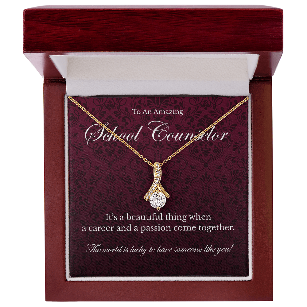 School Counselor appreciation Alluring Beauty pendant necklace gift-18K Yellow Gold Finish-Family-Gift-Planet