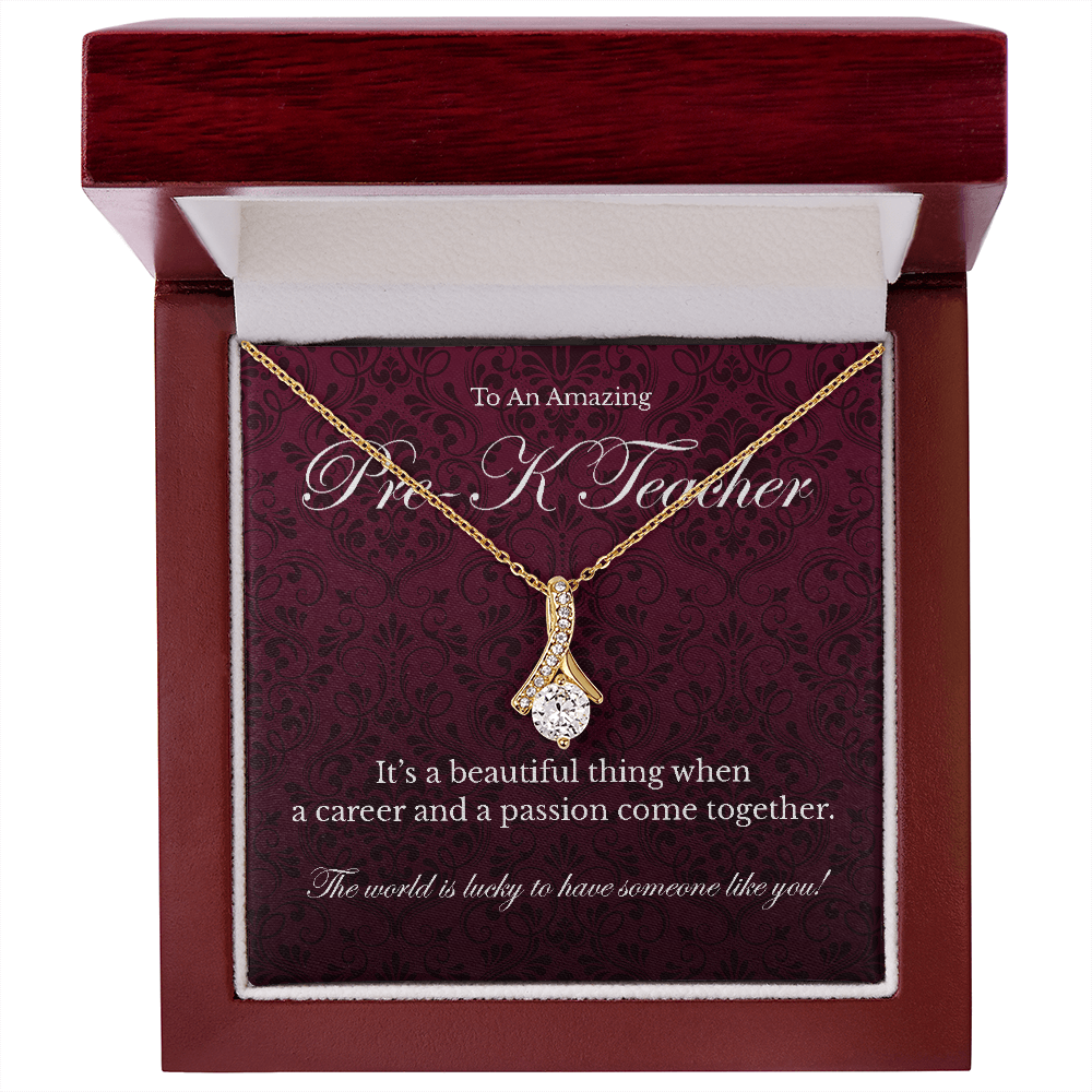 Pre-K Teacher appreciation Alluring Beauty pendant necklace gift-18K Yellow Gold Finish-Family-Gift-Planet