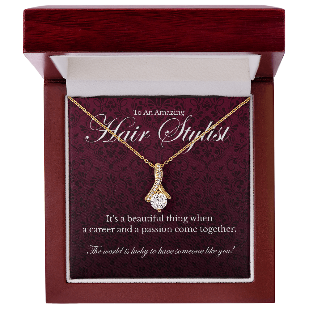 Hair Stylist appreciation Alluring Beauty pendant necklace gift-18K Yellow Gold Finish-Family-Gift-Planet