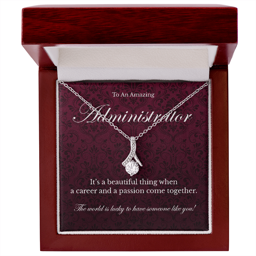 Administrator appreciation Alluring Beauty pendant necklace gift-14K White Gold Finish-Family-Gift-Planet