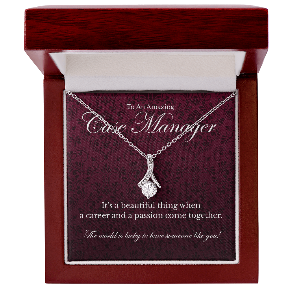 case manager appreciation Alluring Beauty pendant necklace gift-14K White Gold Finish-Family-Gift-Planet