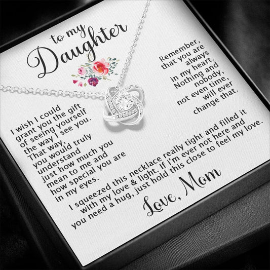 To Daughter from Mom - Remember that you always in my heart-14K White Gold Finish-Family-Gift-Planet