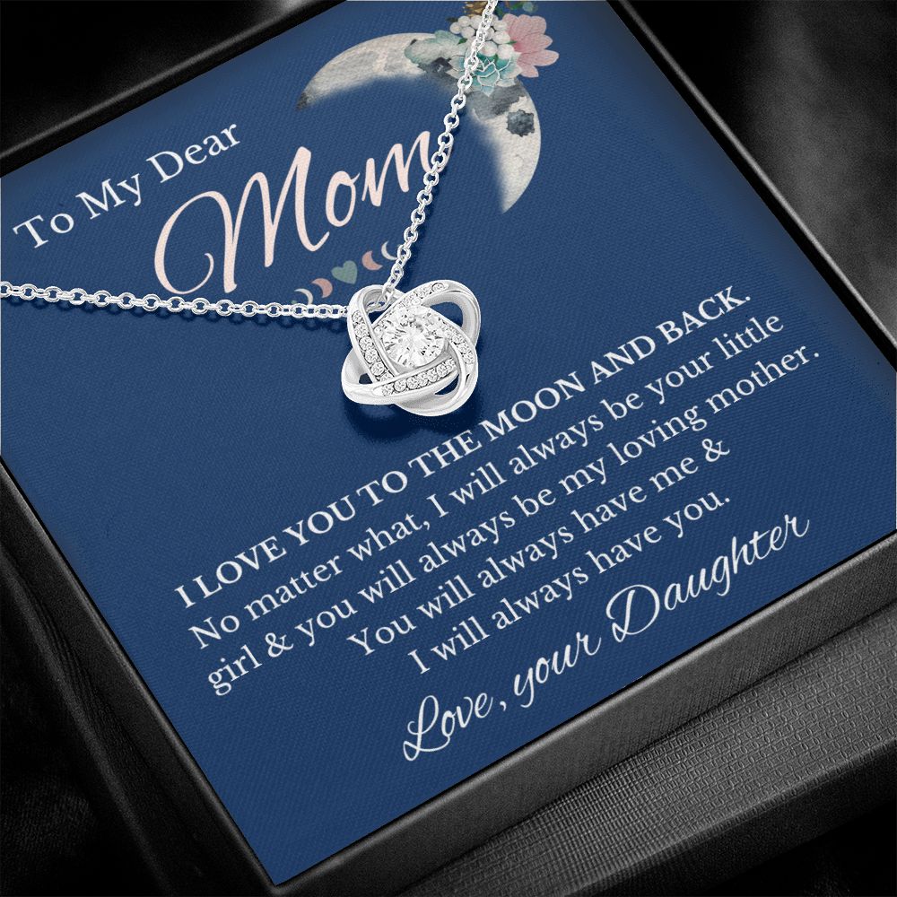 From Daughter to Mom - I love you to the moon and back-14K White Gold Finish-Family-Gift-Planet