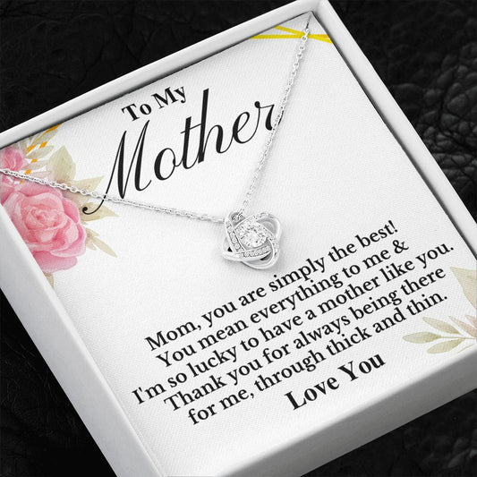 To Mother - You are the best - Love Knot-14K White Gold Finish-Family-Gift-Planet