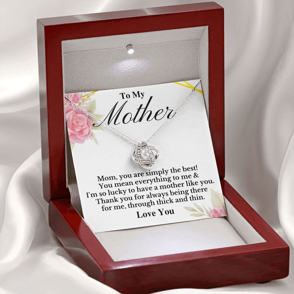 To Mother - You are the best - Love Knot-14K White Gold Finish-Family-Gift-Planet