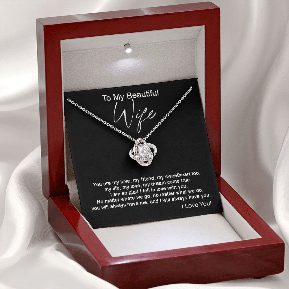 To my Wife - You are my love, my friend - Love knot-14K White Gold Finish-Family-Gift-Planet