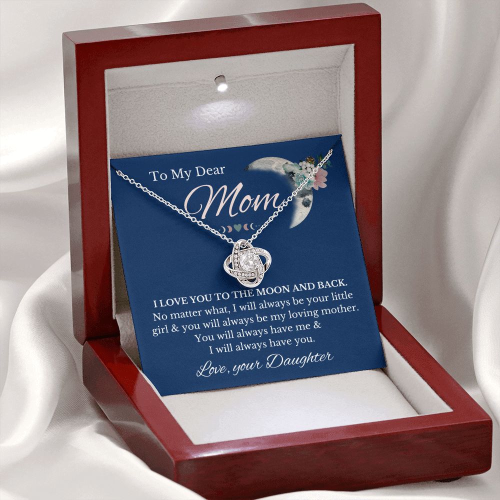 From Daughter to Mom - I love you to the moon and back-14K White Gold Finish-Family-Gift-Planet