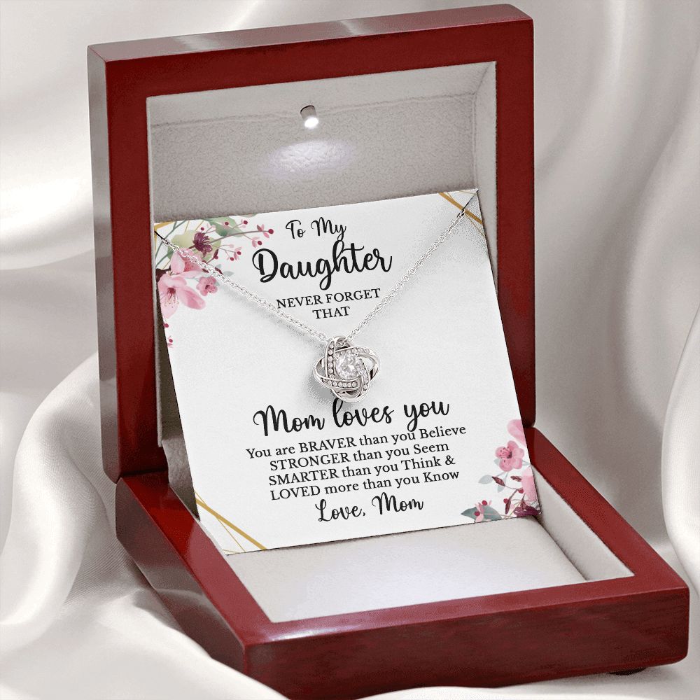 To Daughter - Never forget that Mom loves you-14K White Gold Finish-Family-Gift-Planet