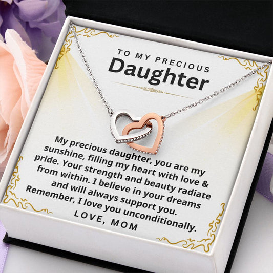 To my precious Daughter from Mom - I Love you unconditionally-Polished Stainless Steel & Rose Gold Finish-Family-Gift-Planet