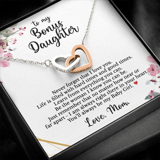 To my Bonus Daughter - Never forget that I love you-Polished Stainless Steel & Rose Gold Finish-Family-Gift-Planet