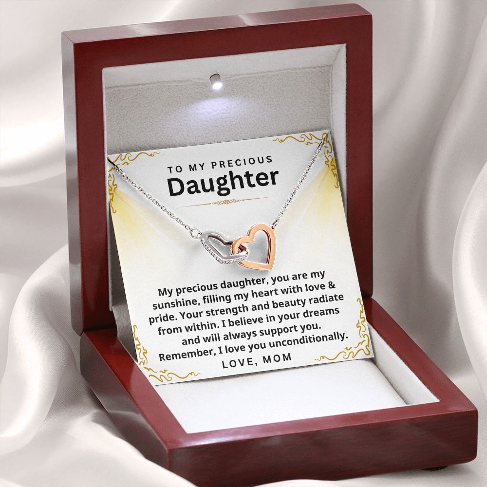 To my precious Daughter from Mom - I Love you unconditionally-Polished Stainless Steel & Rose Gold Finish-Family-Gift-Planet