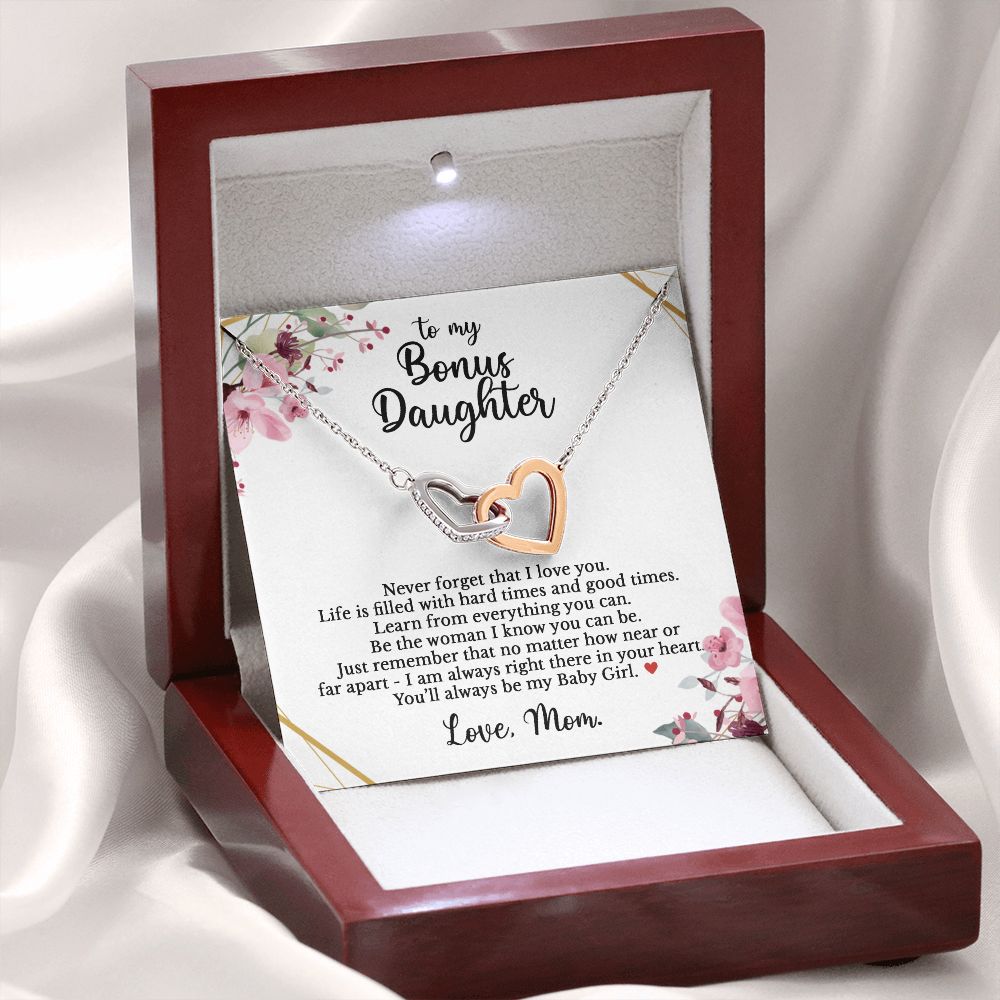 To my Bonus Daughter - Never forget that I love you-Polished Stainless Steel & Rose Gold Finish-Family-Gift-Planet