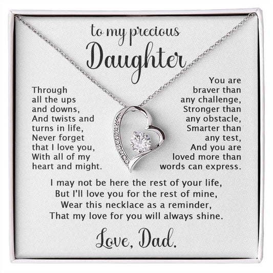 To Daughter from Dad - Through all the ups and downs-14k White Gold Finish-Family-Gift-Planet