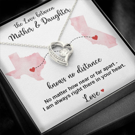 The Love between Mother and Daughter knows no distance-14k White Gold Finish-Family-Gift-Planet