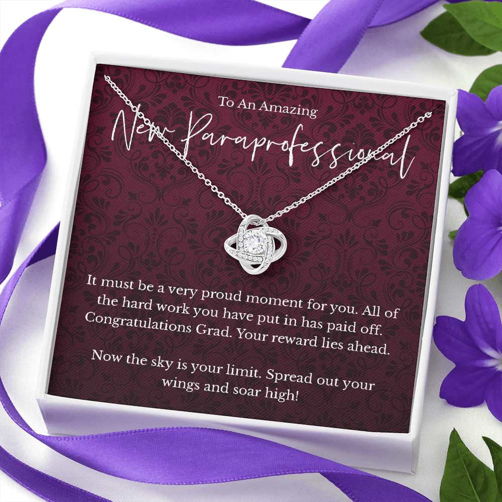 New Paraprofessional graduation gift, love knot pendant necklace-Family-Gift-Planet