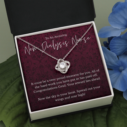 New Dialysis Nurse graduation gift, love knot pendant necklace-Two Toned Box-Family-Gift-Planet