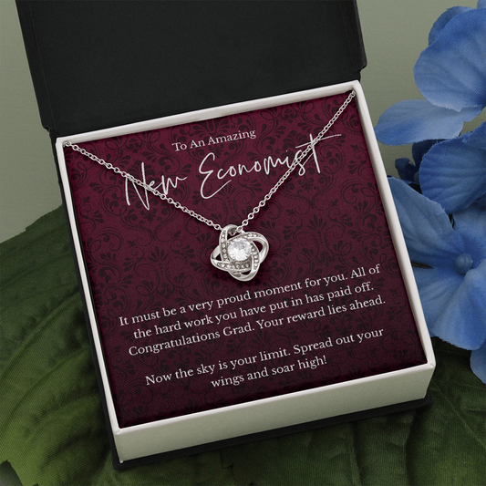 New Economist graduation gift, love knot pendant necklace-Two Toned Box-Family-Gift-Planet