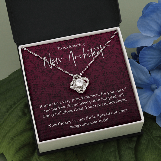 New Architect graduation gift, love knot pendant necklace-Two Toned Box-Family-Gift-Planet