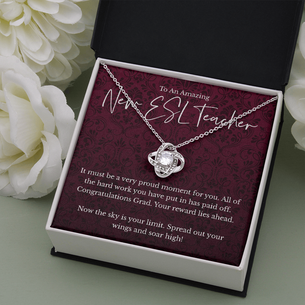 New ESL Teacher graduation gift, love knot pendant necklace-Family-Gift-Planet