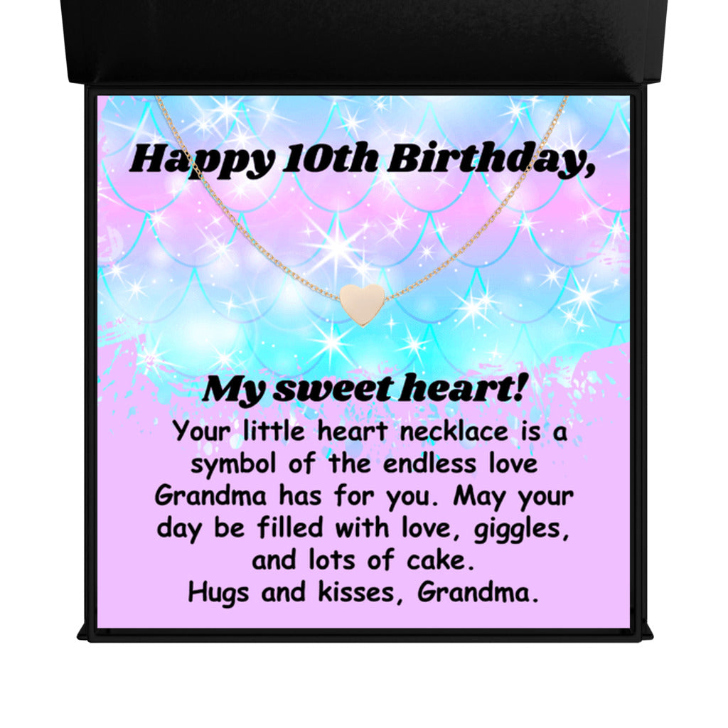 Happy 10th Birthday necklace for granddaughter - heart pendant BD gift from grandma-Texture Magnetic Box-Family-Gift-Planet