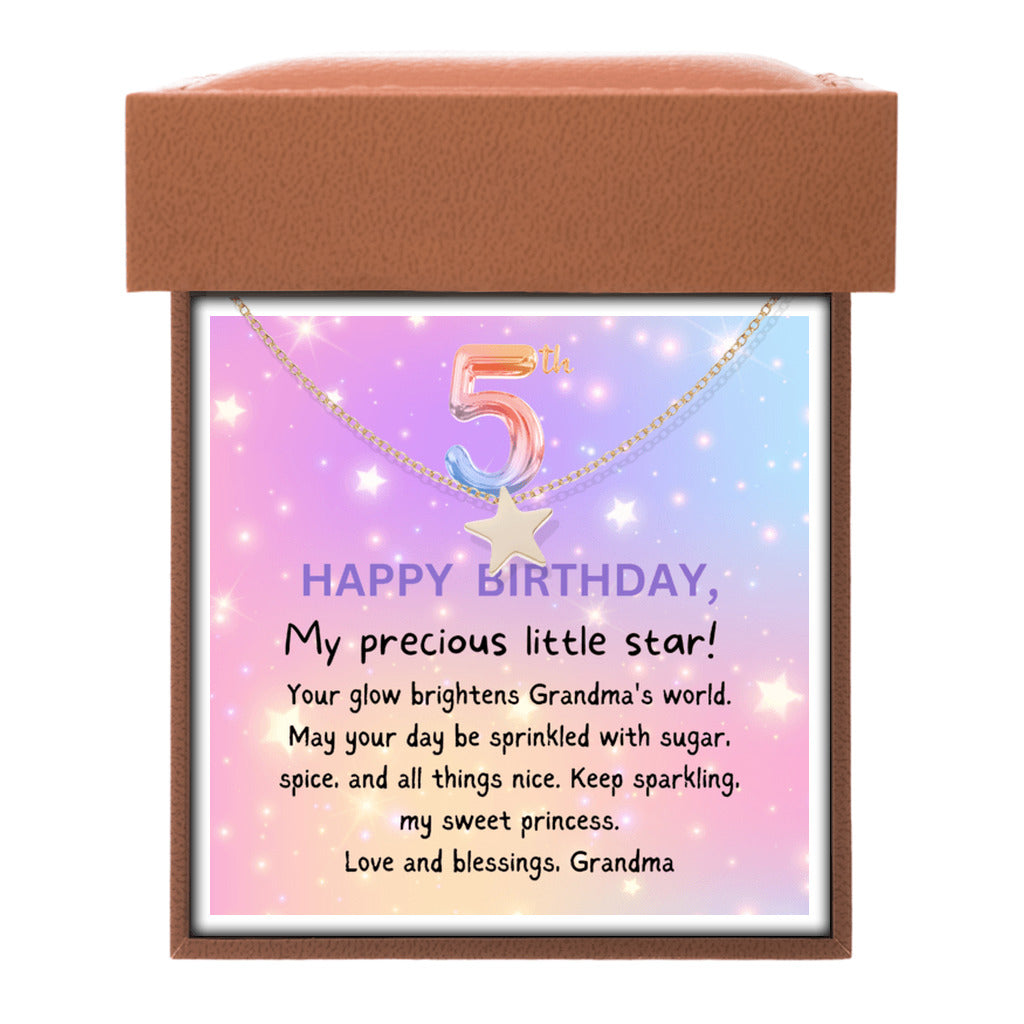 5 year old girl birthday gift from grandma - Happy Birthday Star Necklace for granddaughter-Family-Gift-Planet