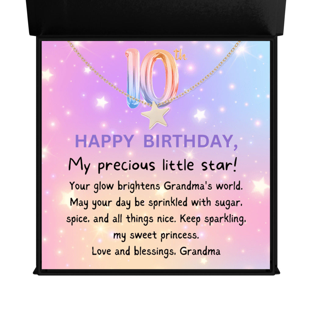 10 year old girl birthday gift from grandma - Happy Birthday Star Necklace for granddaughter-Texture Magnetic Box-Family-Gift-Planet