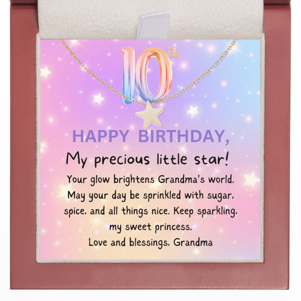 10 year old girl birthday gift from grandma - Happy Birthday Star Necklace for granddaughter-LED Box-Family-Gift-Planet
