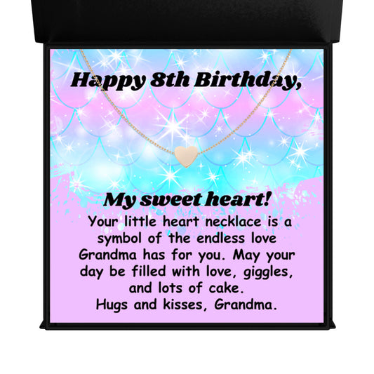 Happy 8th Birthday necklace for granddaughter - heart pendant BD gift from grandma-Texture Magnetic Box-Family-Gift-Planet